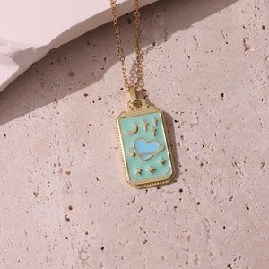 TAROT HEART PLANET NECKLACE - Blue